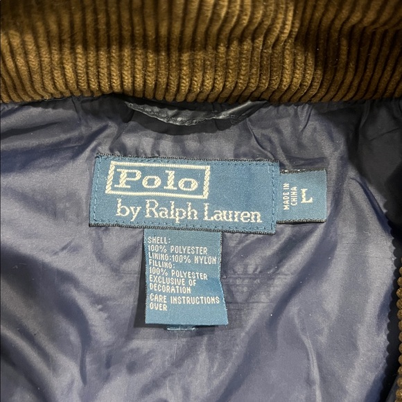 Polo Ralph Lauren Quilted Vest in Dark Blue and Brown. Sz L - Picture 6 of 10